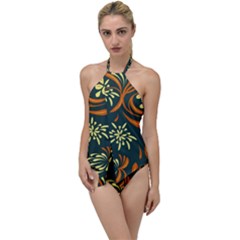 Folk Flowers Pattern Floral Surface Go With The Flow One Piece Swimsuit by Eskimos