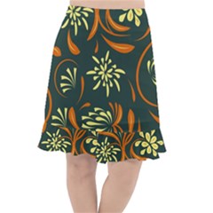 Folk Flowers Pattern Floral Surface Fishtail Chiffon Skirt by Eskimos