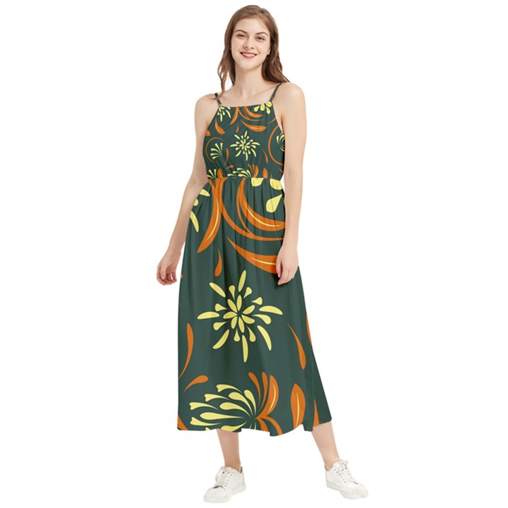 Folk flowers pattern Floral surface Boho Sleeveless Summer Dress