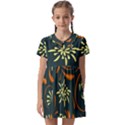 Folk flowers pattern Floral surface Kids  Asymmetric Collar Dress View1