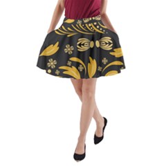 Folk Flowers Pattern Floral Surface A-line Pocket Skirt by Eskimos