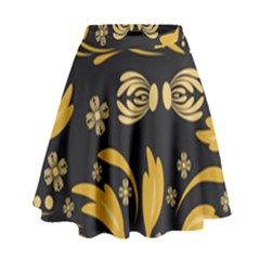 Folk Flowers Pattern Floral Surface High Waist Skirt by Eskimos