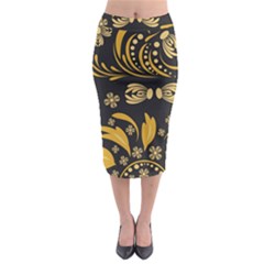 Folk Flowers Pattern Floral Surface Midi Pencil Skirt by Eskimos