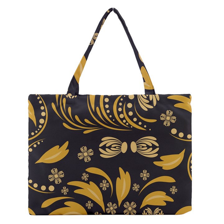 Folk flowers pattern Floral surface Zipper Medium Tote Bag