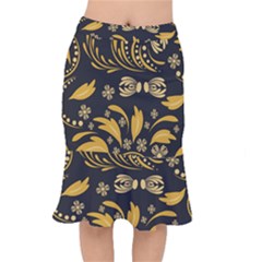 Folk Flowers Pattern Floral Surface Short Mermaid Skirt by Eskimos