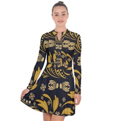 Folk Flowers Pattern Floral Surface Long Sleeve Panel Dress by Eskimos