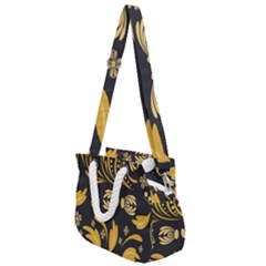 Folk Flowers Pattern Floral Surface Rope Handles Shoulder Strap Bag by Eskimos