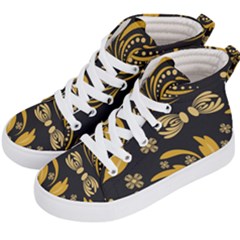 Folk Flowers Pattern Floral Surface Kids  Hi-top Skate Sneakers by Eskimos