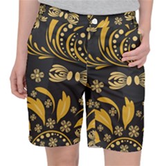 Folk Flowers Pattern Floral Surface Pocket Shorts by Eskimos