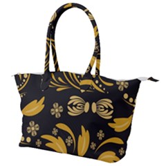 Folk Flowers Pattern Floral Surface Canvas Shoulder Bag by Eskimos