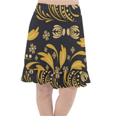 Folk Flowers Pattern Floral Surface Fishtail Chiffon Skirt by Eskimos