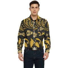 Folk Flowers Pattern Floral Surface Men s Long Sleeve Pocket Shirt  by Eskimos