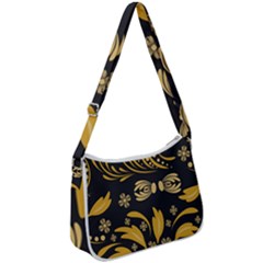 Folk Flowers Pattern Floral Surface Zip Up Shoulder Bag by Eskimos