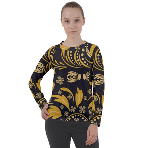 Folk Flowers Pattern Floral Surface Women s Long Sleeve Raglan Tee by Eskimos