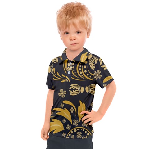 Folk Flowers Pattern Floral Surface Kids  Polo Tee by Eskimos