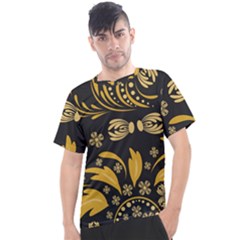 Folk Flowers Pattern Floral Surface Men s Sport Top