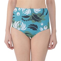 Folk Flowers Pattern Floral Surface Classic High-waist Bikini Bottoms by Eskimos