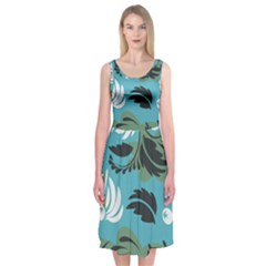 Folk Flowers Pattern Floral Surface Midi Sleeveless Dress by Eskimos