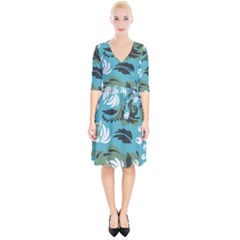 Folk Flowers Pattern Floral Surface Wrap Up Cocktail Dress