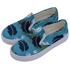 Folk Flowers Pattern Floral Surface Kids  Canvas Slip Ons by Eskimos