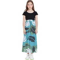 Folk Flowers Pattern Floral Surface Kids  Flared Maxi Skirt by Eskimos