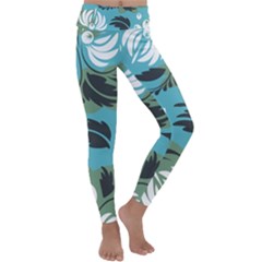 Folk Flowers Pattern Floral Surface Kids  Lightweight Velour Classic Yoga Leggings by Eskimos