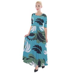 Folk Flowers Pattern Floral Surface Half Sleeves Maxi Dress by Eskimos