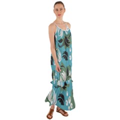 Folk Flowers Pattern Floral Surface Cami Maxi Ruffle Chiffon Dress by Eskimos