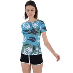 Folk Flowers Pattern Floral Surface Back Circle Cutout Sports Tee by Eskimos