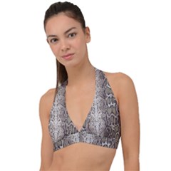 Snake Skin Halter Plunge Bikini Top by LoolyElzayat