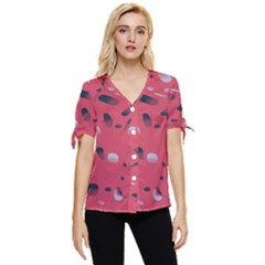 Licorice Bow Sleeve Button Up Top