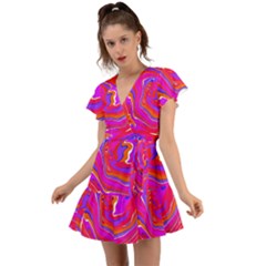 Ice Cream Flutter Sleeve Wrap Dress by kiernankallan