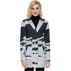 Black And White Button Up Hooded Coat 