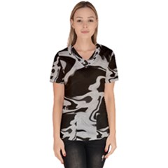 Black And White Women s V-neck Scrub Top by kiernankallan