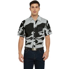 Black And White Men s Short Sleeve Pocket Shirt 