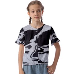 Black And White Kids  Cuff Sleeve Scrunch Bottom Tee