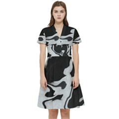 Black And White Short Sleeve Waist Detail Dress by kiernankallan