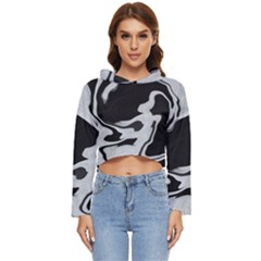 Black And White Women s Lightweight Cropped Hoodie