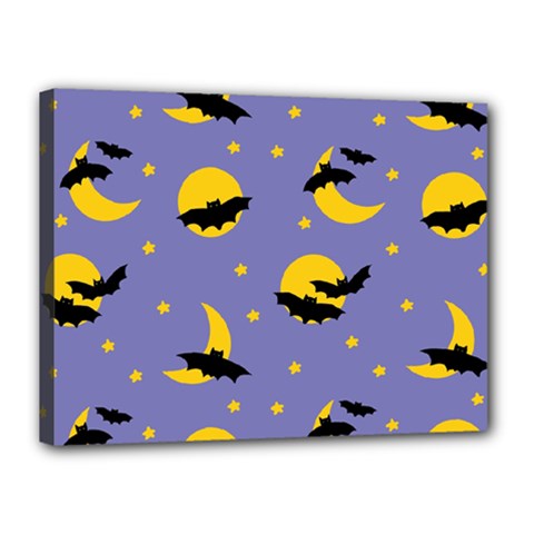 Bats With Yellow Moon Canvas 16  X 12  (stretched) by SychEva