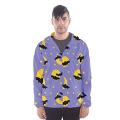 Bats With Yellow Moon Men s Hooded Windbreaker by SychEva