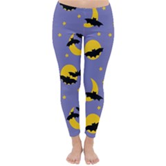 Bats With Yellow Moon Classic Winter Leggings by SychEva