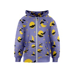 Bats With Yellow Moon Kids  Zipper Hoodie by SychEva