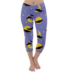 Bats With Yellow Moon Capri Winter Leggings  by SychEva