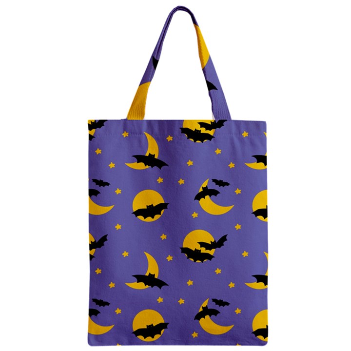 Bats With Yellow Moon Zipper Classic Tote Bag