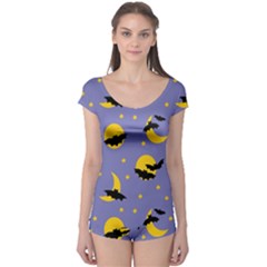 Bats With Yellow Moon Boyleg Leotard  by SychEva