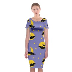 Bats With Yellow Moon Classic Short Sleeve Midi Dress by SychEva