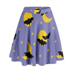 Bats With Yellow Moon High Waist Skirt by SychEva