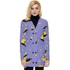 Bats With Yellow Moon Button Up Hooded Coat  by SychEva