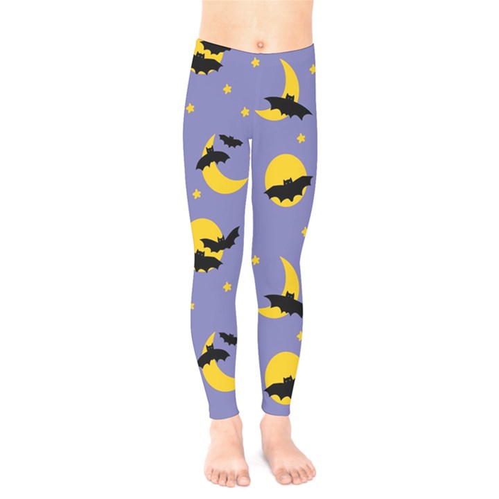 Bats With Yellow Moon Kids  Leggings