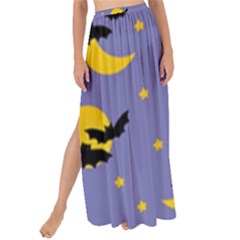 Bats With Yellow Moon Maxi Chiffon Tie-up Sarong by SychEva